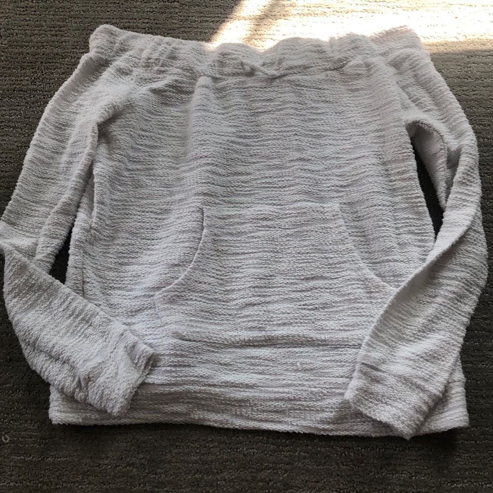 Off the shoulder knit sweater.
